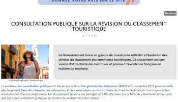 , Communes touristiques : La DGE lance une consultation publique